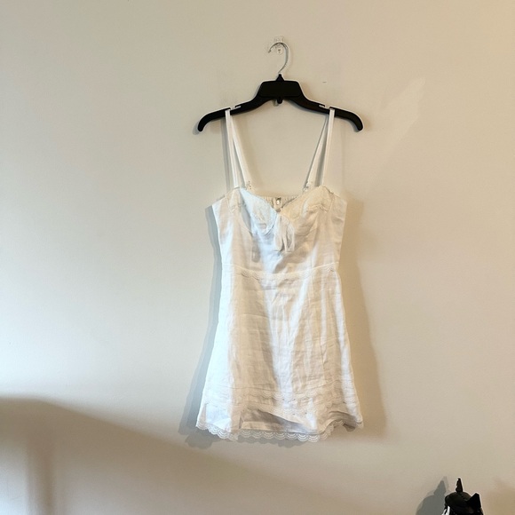 Reformation Arya Linen Mini Dress Bustier Lace White 6 Coquette Cottagecore - Picture 2 of 10